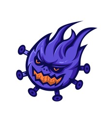 Cartoon virus character vector illustration on white background. Angry fly germ virus infection or micro bacteria character. concept style for badge, emblem and t shirt printing