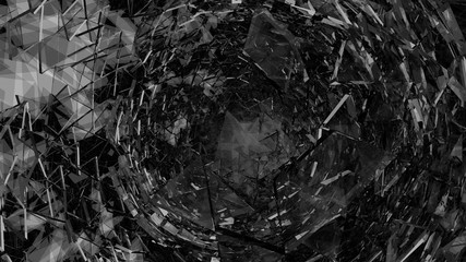 3D Render Black and White Triangle Glass Background