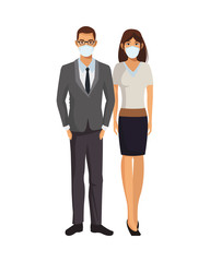 Fototapeta premium elegant business couple wearing medical masks
