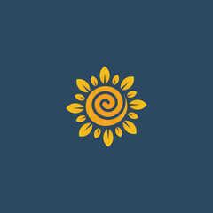 Sunflower design logotype, flower icon vector illustration