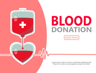 blood bag donate with heart for publicize to the public to join blood donor for poster, banner, card and background.vector illustration blood donation day concept.