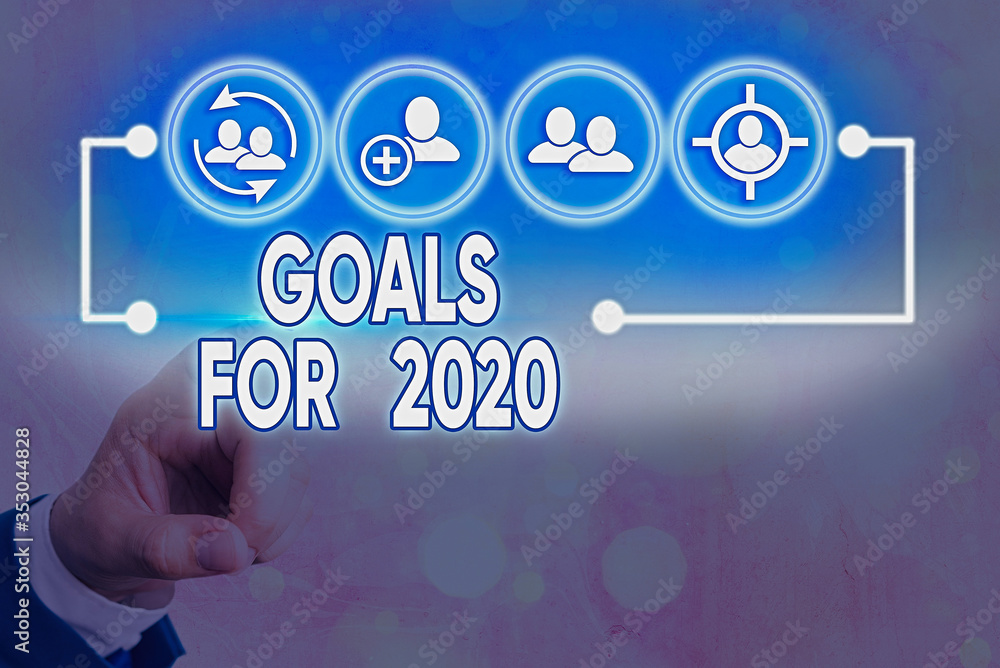 Poster writing note showing goals for 2020. business concept for object of an individuals ambition or effor
