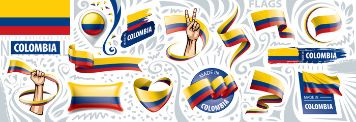 Vector set of the national flag of Colombia in various creative designs