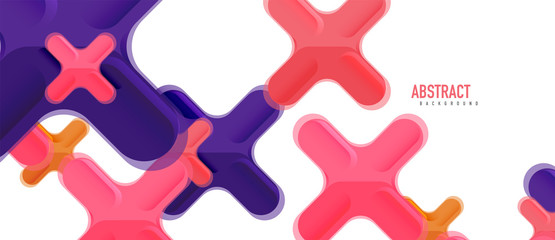 Obraz premium Glossy multicolored plastic style cross composition, x shape design, techno geometric modern abstract background. Trendy abstract layout template