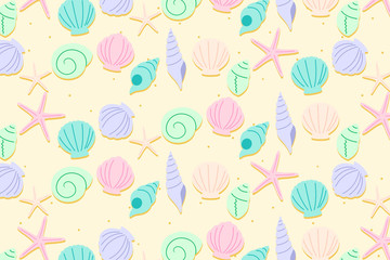 砂浜と貝殻の背景　長方形