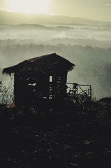 the beauty of the sunrise on Mount Ireng, Yogyakarta Indonesia