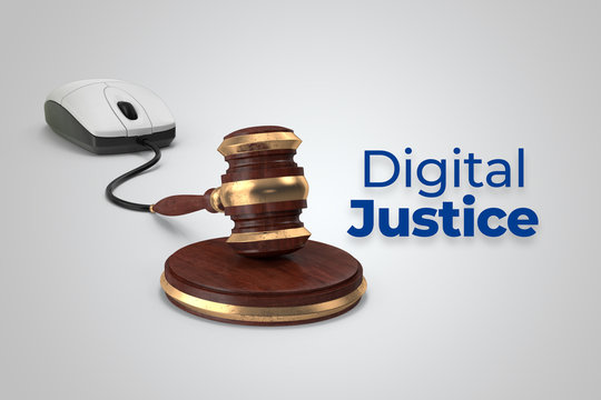 Digital internet law concept with mouse and gavel connection on isolated background.3D illustration