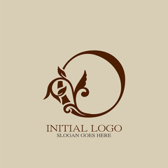 Initial logo letter O luxury style. Vintage nature floral Leaves concept logo vector design template.
