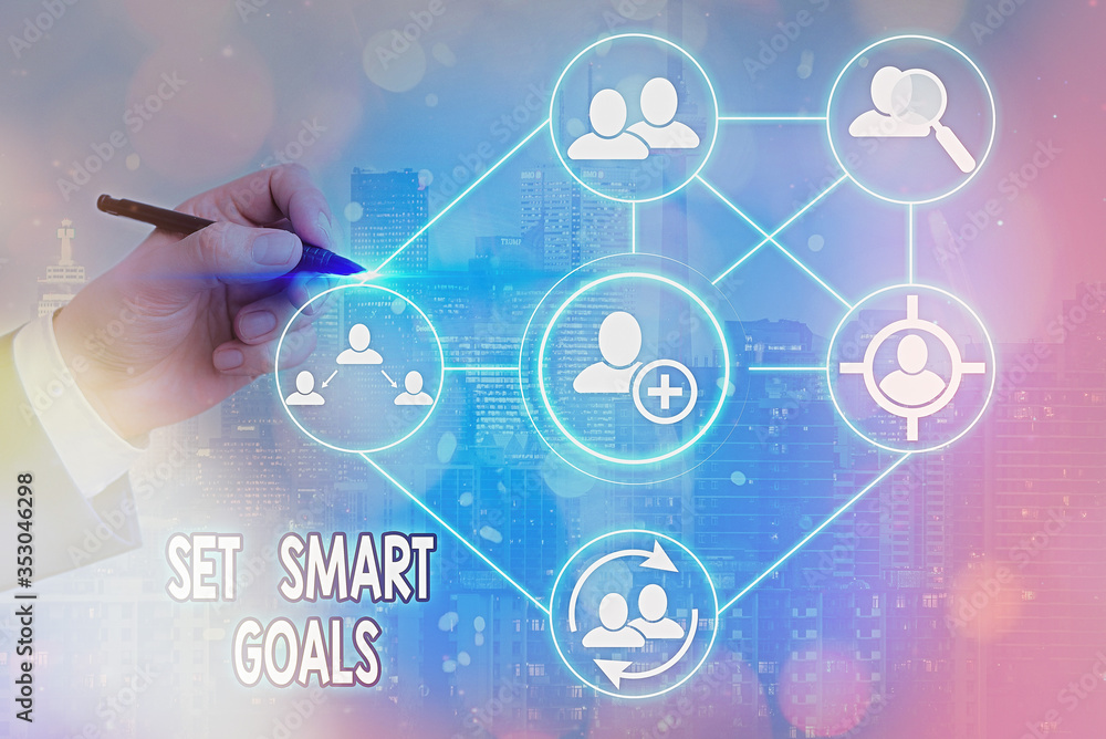 Poster text sign showing set smart goals. business photo text giving criteria to guide in the setting of ob