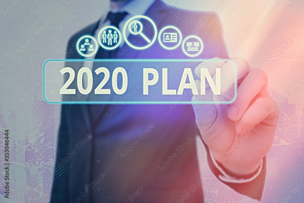 Poster writing note showing 2020 plan. business concept for setting up your goals and plans for the current