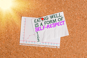 Conceptual hand writing showing Eating Well Is A Form Of Self Respect. Concept meaning a quote of...