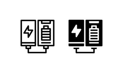 Power Bank Charging Smartphone Icon, Logo, Vector