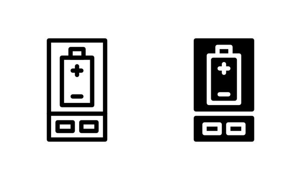 Power Bank Recharge Battery Condition Icon, Logo, Vector