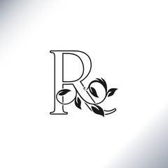 Outline Logo R Letter Logo Icon design template, vintage luxury rustic, ornate style for business initial or identity