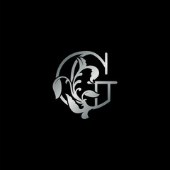 Rustic silver nature floral letter G initial logo icon luxury style vector design template for brand identity.