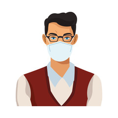 elegant businessman wearing medical mask