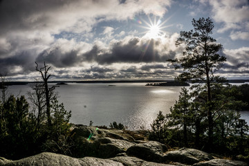 Hiking trail on the island of Grinda, in archipelago close to Stockholm, Sweden