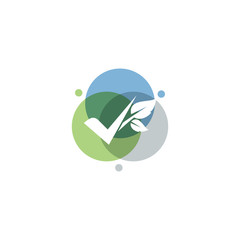 check mark green leaf logo icon - vector