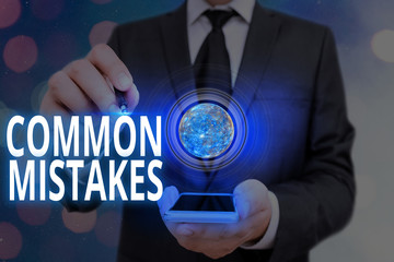 Word writing text Common Mistakes. Business photo showcasing actions that are often used...