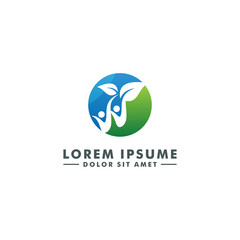 Creative people logo design template, Community care icon symbol - Vector