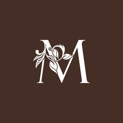 Letter M Luxury Logo Icon design, monogram vintage rustic, ornate style design template