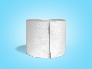 single toilet paper roll 3d render on a blue gradient