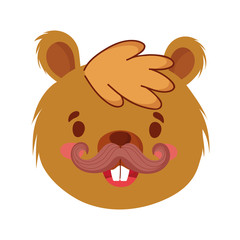 Cute beaver cartoon with mustache vector design