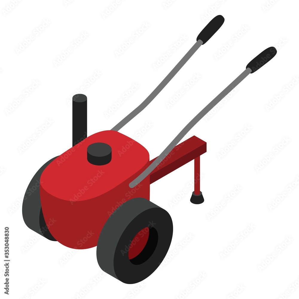 Poster walk-behind tractor icon. isometric of walk-behind tractor vector icon for web design isolated on wh