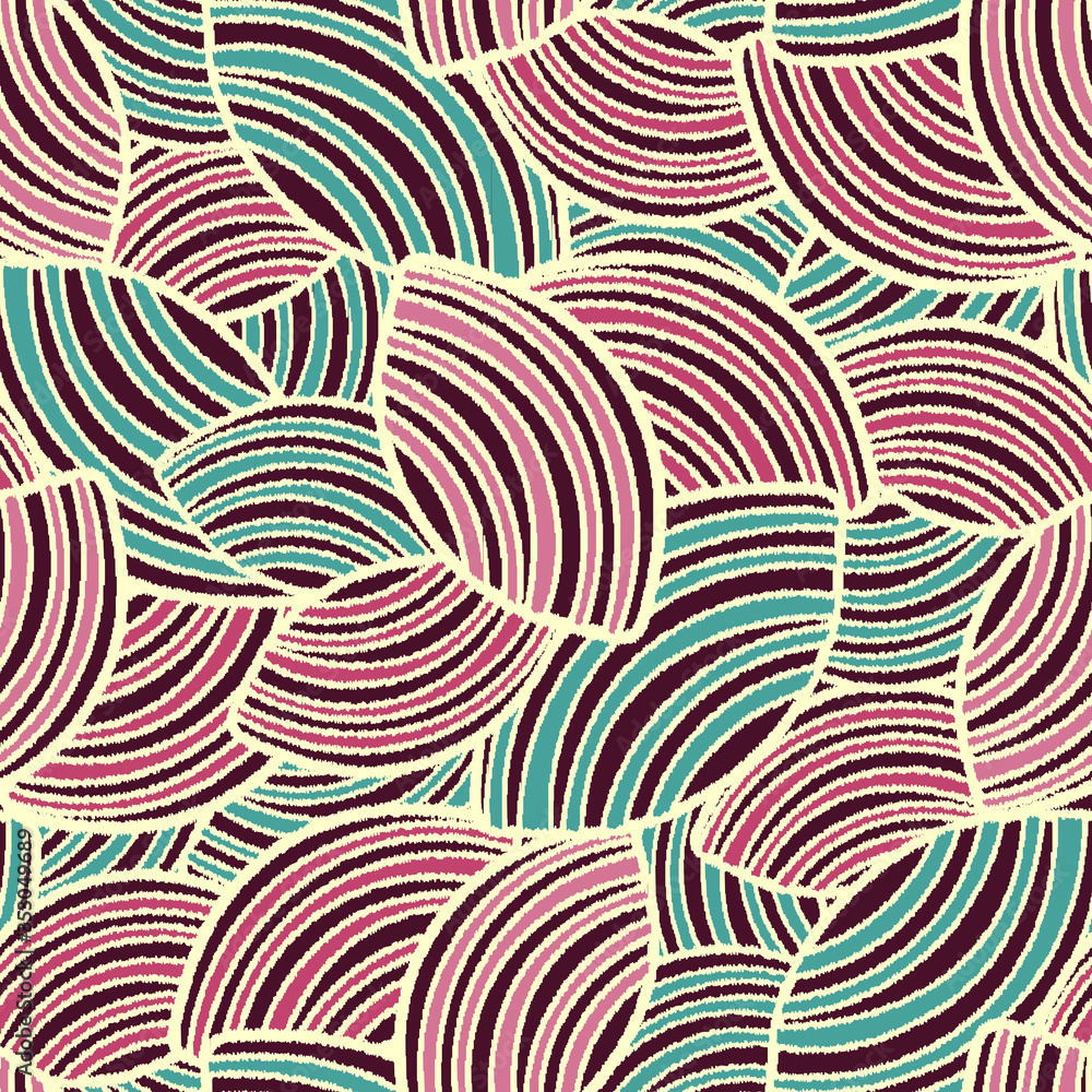 Fototapete Seamless abstract pattern with the image of geometric shapes and lines. 
