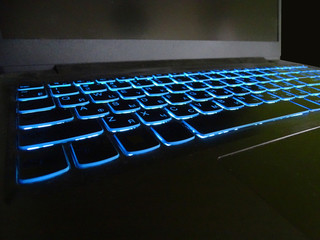 laptop keyboard in the dark with backlight