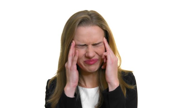 Business woman suffering for severe headache