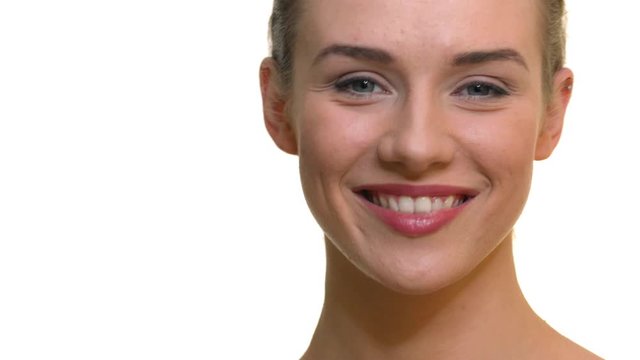 Close up on smiling blond woman