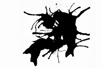 Abstract shape of watercolor Black on a white background is a work of art.
