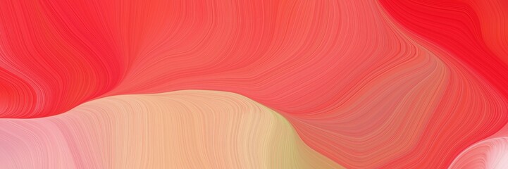 horizontal background banner with tomato, burly wood and crimson color. modern soft swirl waves background illustration