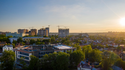 Obraz premium Rostov-on-Don aerial view. Panorama of the city of Rostov on Don, construction of new apartment buildings