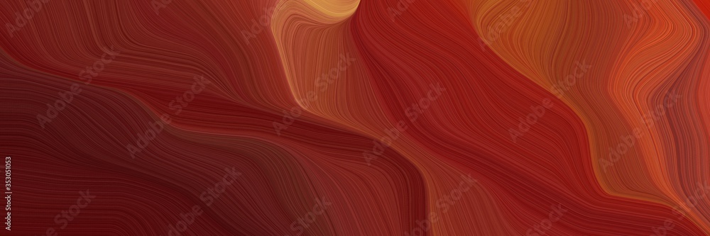 Poster landscape banner with waves. curvy background design with saddle brown, dark red and coffee color