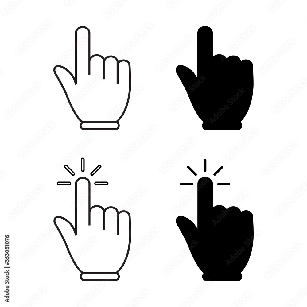 Poster Hand Cursor Icon Monochrome. Clicking Finger Pointer Symbol Vector