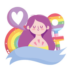 girl cartoon with lgtbi female gender vector design