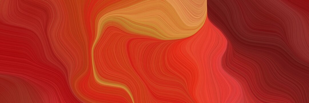 dynamic horizontal banner. contemporary waves illustration with firebrick, peru and dark red color
