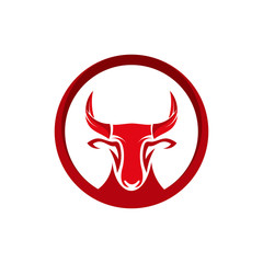 Red Bull Head Logo Design Template