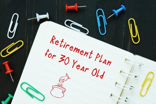 Business Concept About Retirement Plan 30 Year Old With Inscription On The Piece Of Paper.