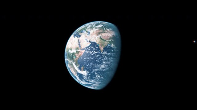 Timelapse of Earth Rotating in Space - Planet Earth And Moon Orbit - The Blue Marble with Dynamic Clouds