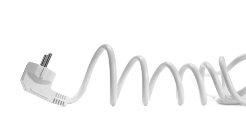 White electric power cable with plug isolated