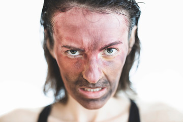 portrait of a girl with face painted