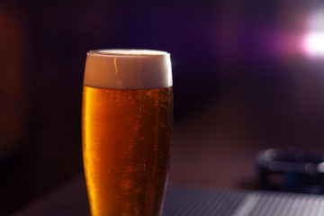 full glass of craft beer close up