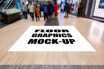 Mock up screen for graphic on floor at walkway of mall