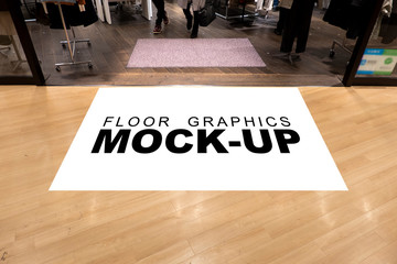 Mock up screen for graphic on floor at front showroom