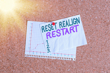 Conceptual hand writing showing Reset Realign Restart. Concept meaning Life audit will help you put...