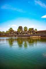 Obraz premium A beautiful view of Angkor Wat temple at Siem Reap, Cambodia.
