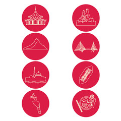 vector illustration set of 8 sarawak icons